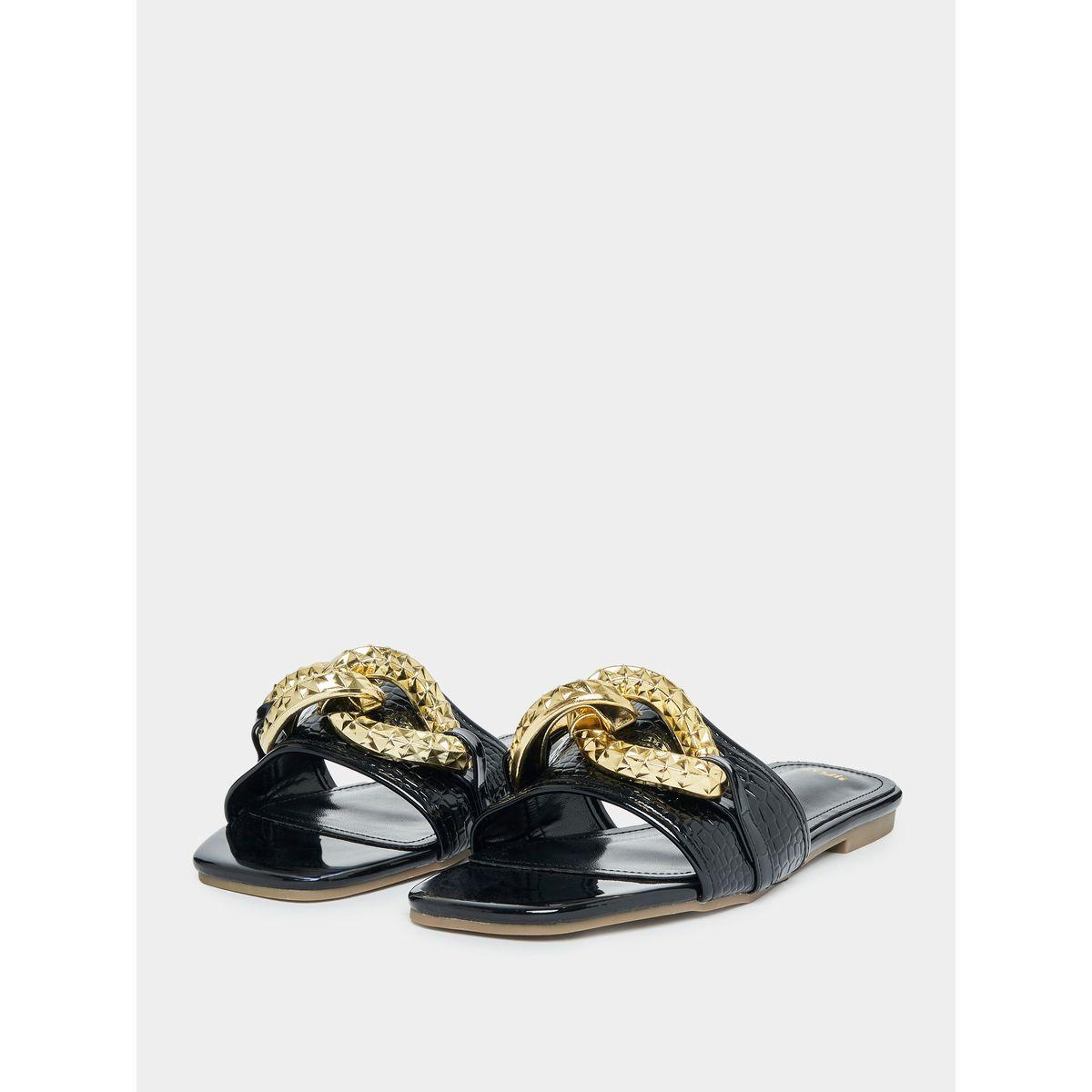 Styli Chain Decor Flat Sandals-women-shoes-sandals-flats-image-1