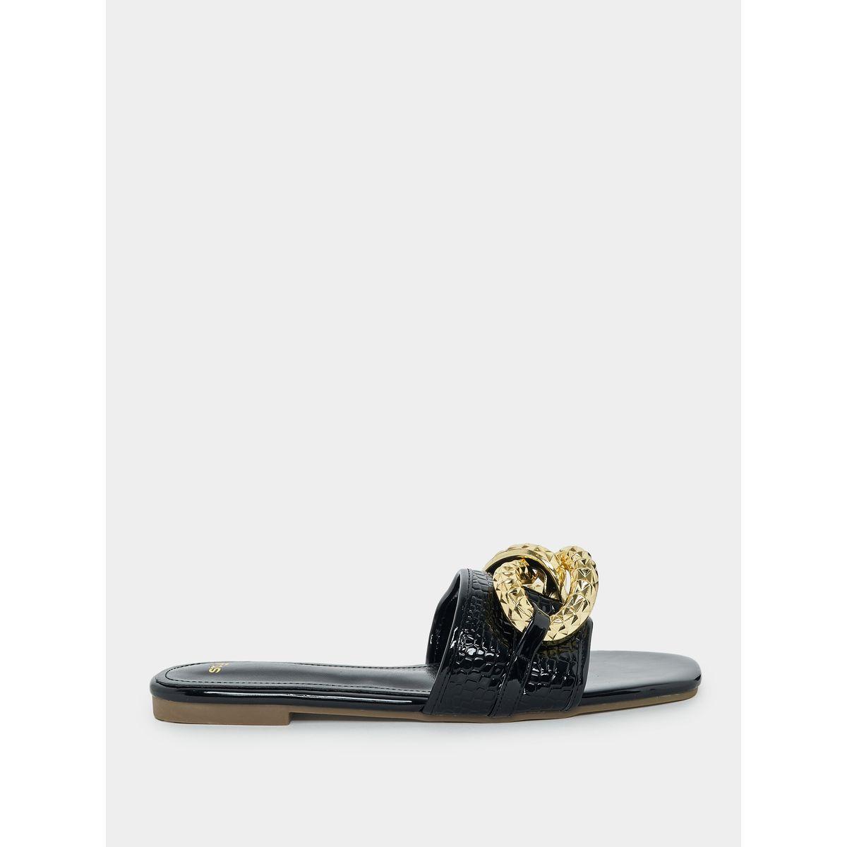 Styli Chain Decor Flat Sandals-women-shoes-sandals-flats-image-2
