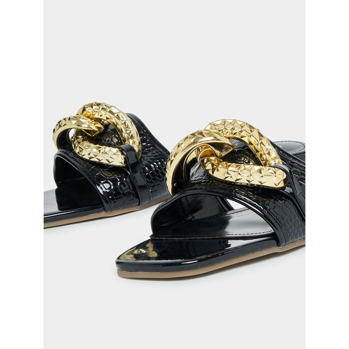Styli Chain Decor Flat Sandals-women-shoes-sandals-flats-image-4