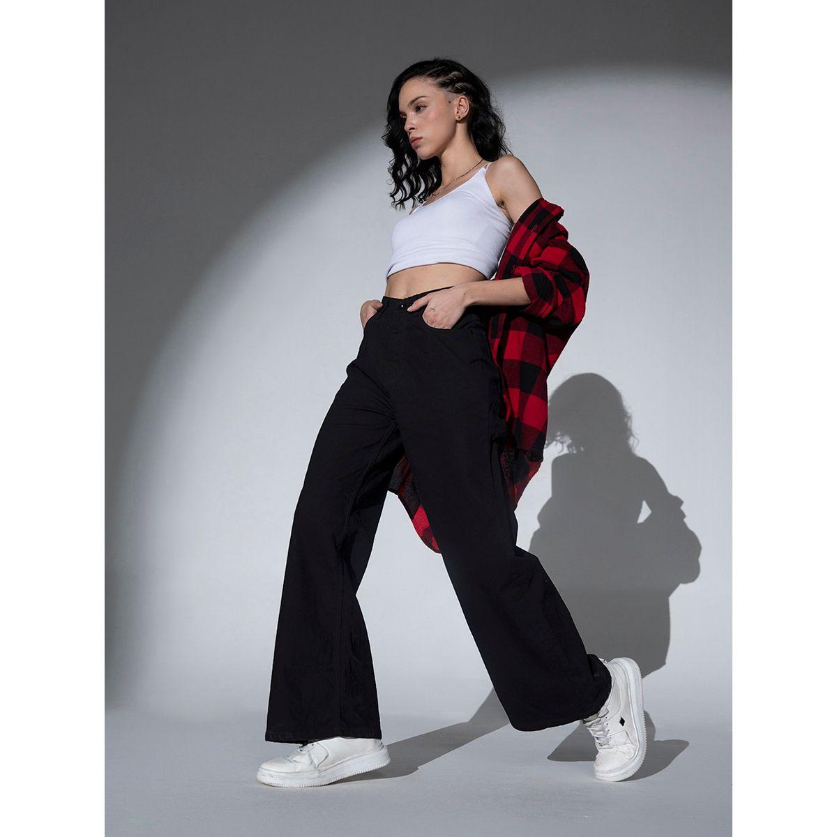 جينز بنسيج قابل للتمدد مع ارجل واسعة هابر هولم × ستايلي-women-clothing-bottoms-jeans-image-2