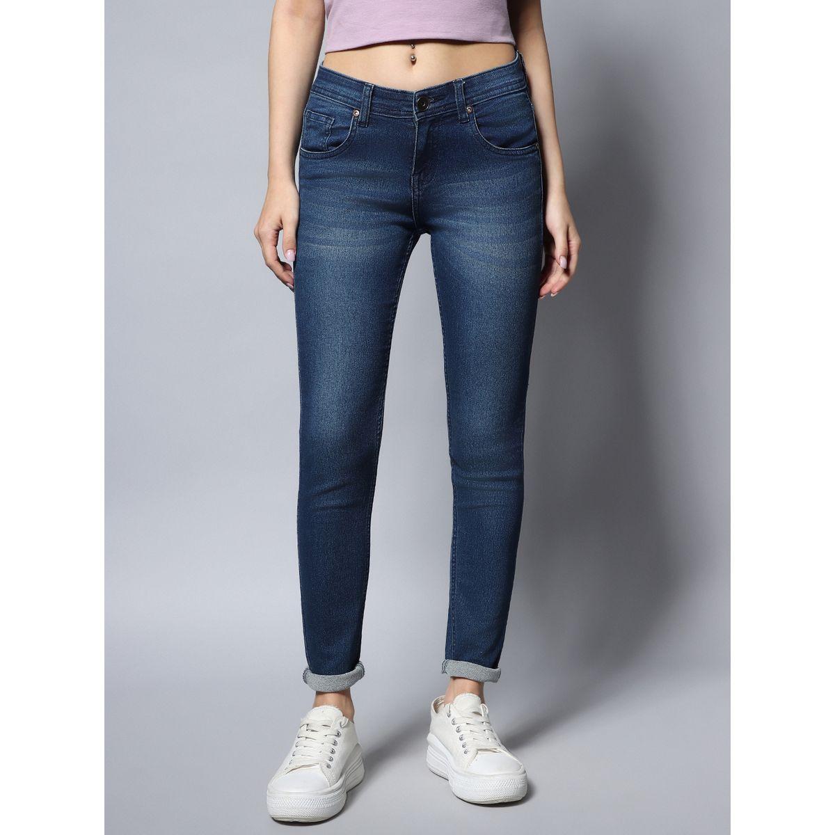 جينز سكيني بنسيج مطاطي وتفاصيل باهتة هاي ستار × ستايلي-women-clothing-bottoms-jeans-image-2