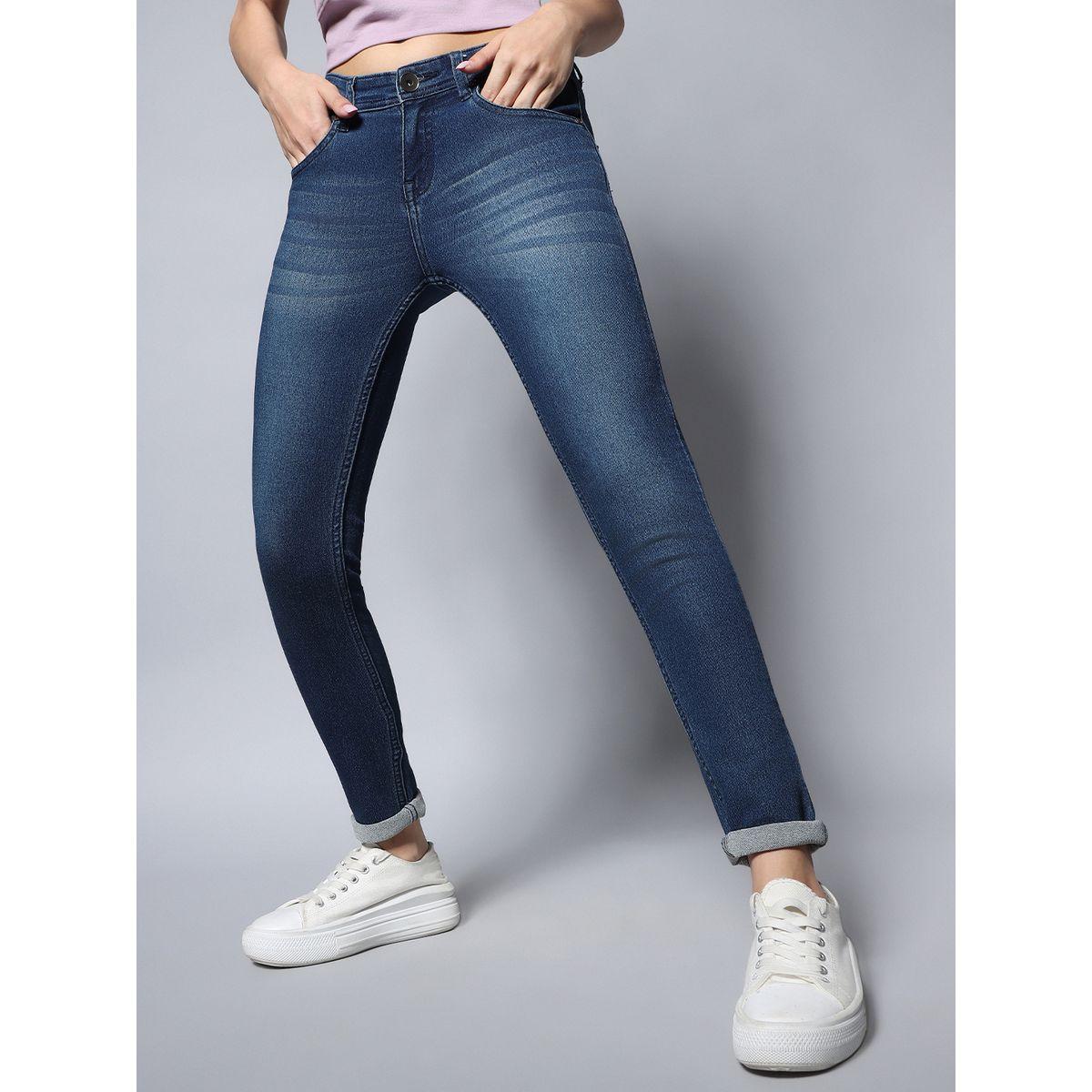 جينز سكيني بنسيج مطاطي وتفاصيل باهتة هاي ستار × ستايلي-women-clothing-bottoms-jeans-image-5