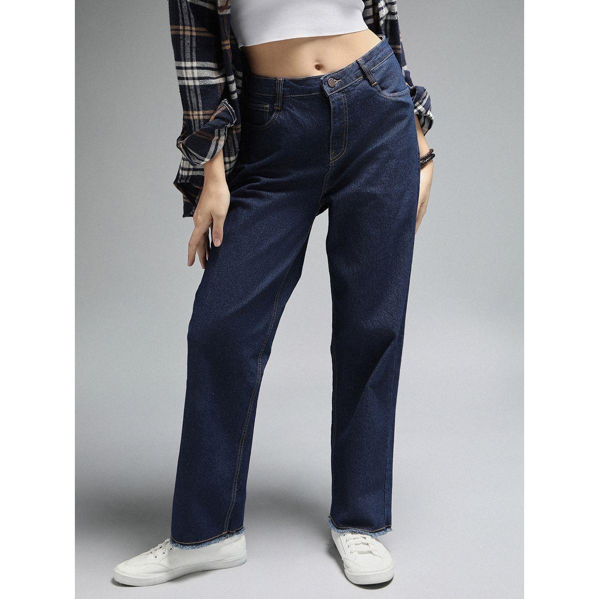جينز بقصة مستقيمة وخصر عالي هاي ستار × ستايلي-women-clothing-bottoms-jeans-image-1