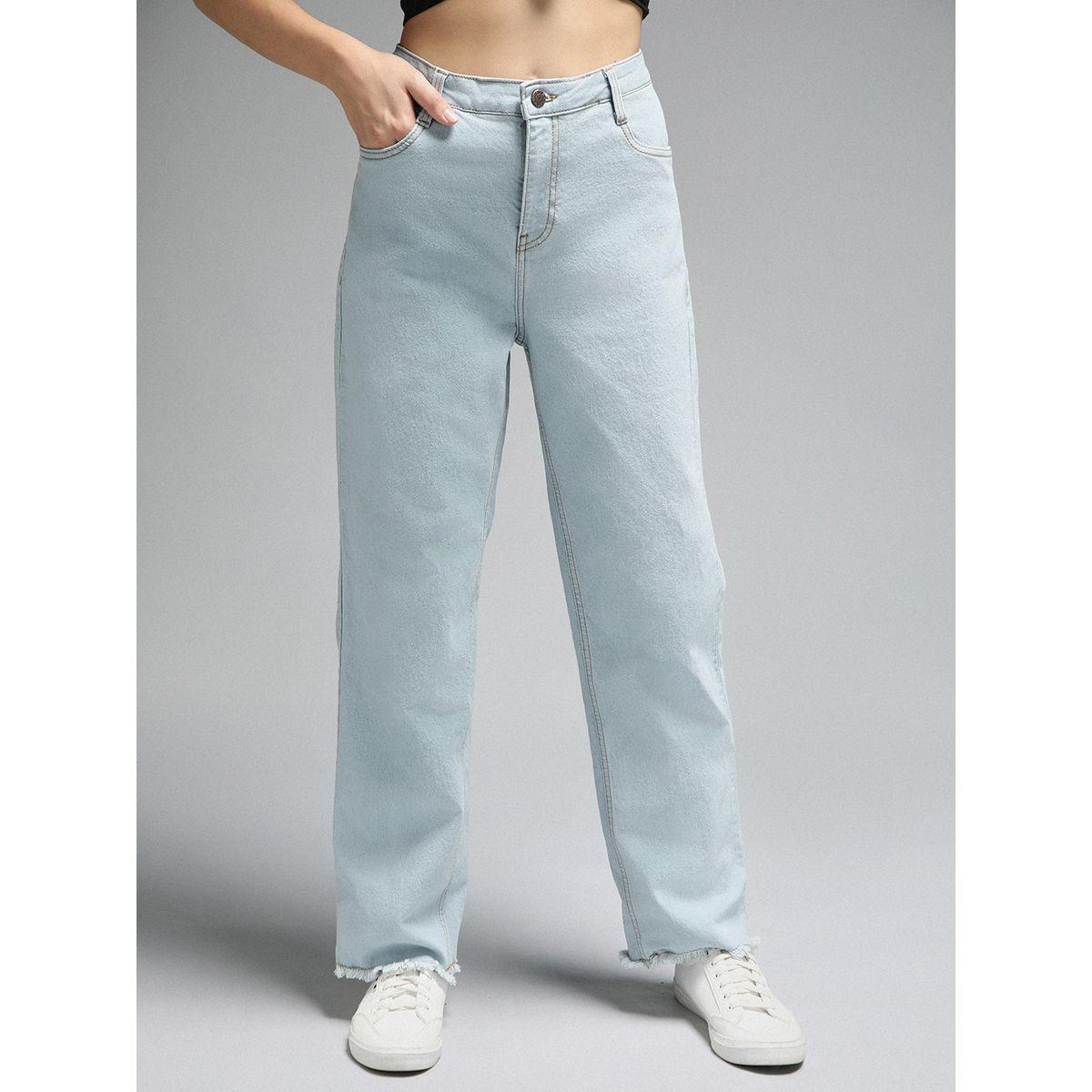 High Star X Styli  High Rise Straight Fit Raw Edge Stretchable Jeans-women-clothing-bottoms-jeans-image-2