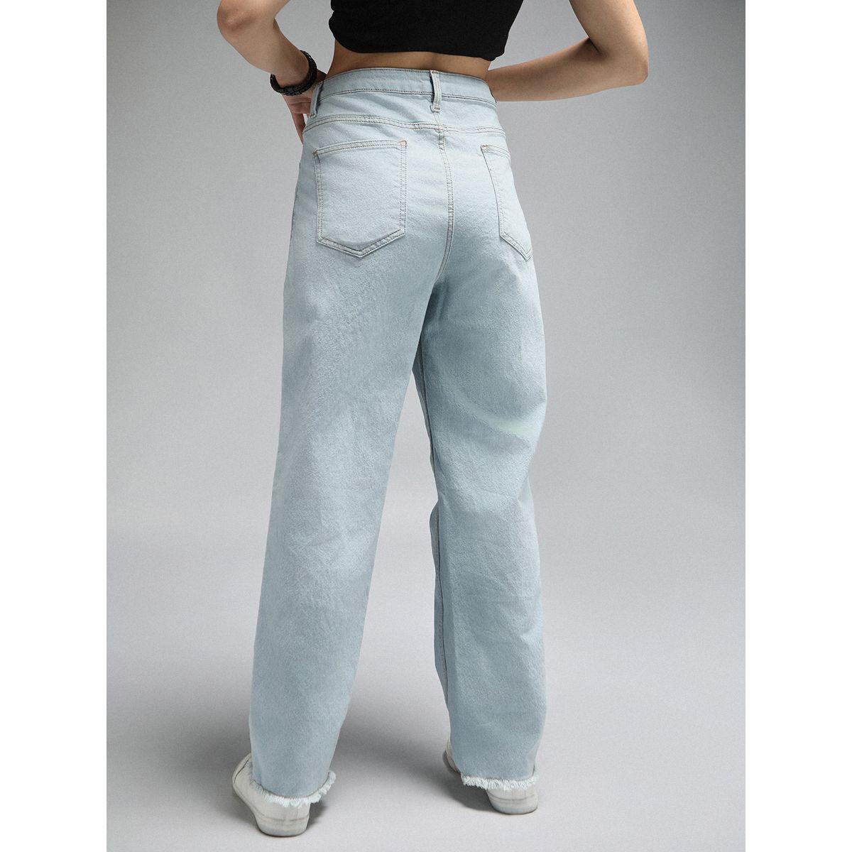 High Star X Styli  High Rise Straight Fit Raw Edge Stretchable Jeans-women-clothing-bottoms-jeans-image-4