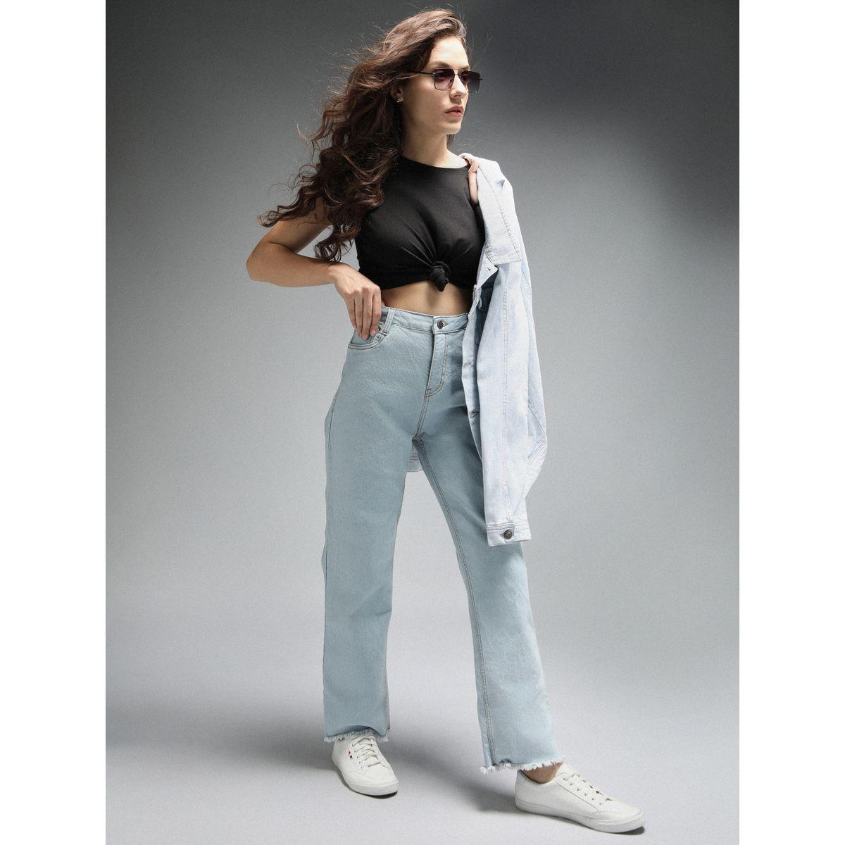 High Star X Styli  High Rise Straight Fit Raw Edge Stretchable Jeans-women-clothing-bottoms-jeans-image-6