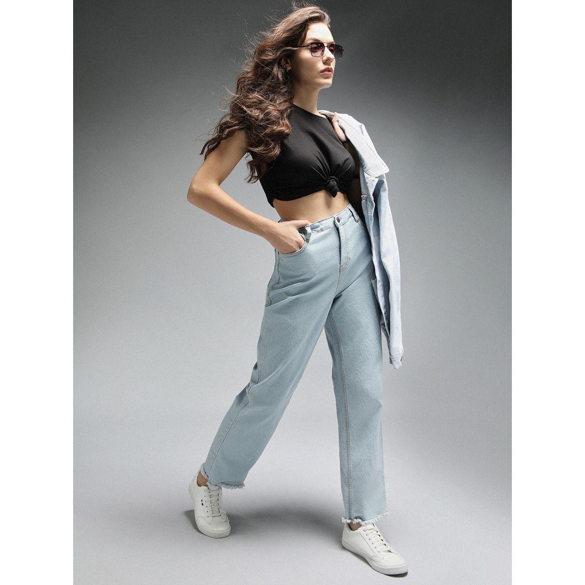 High Star X Styli  High Rise Straight Fit Raw Edge Stretchable Jeans-women-clothing-bottoms-jeans-image-7