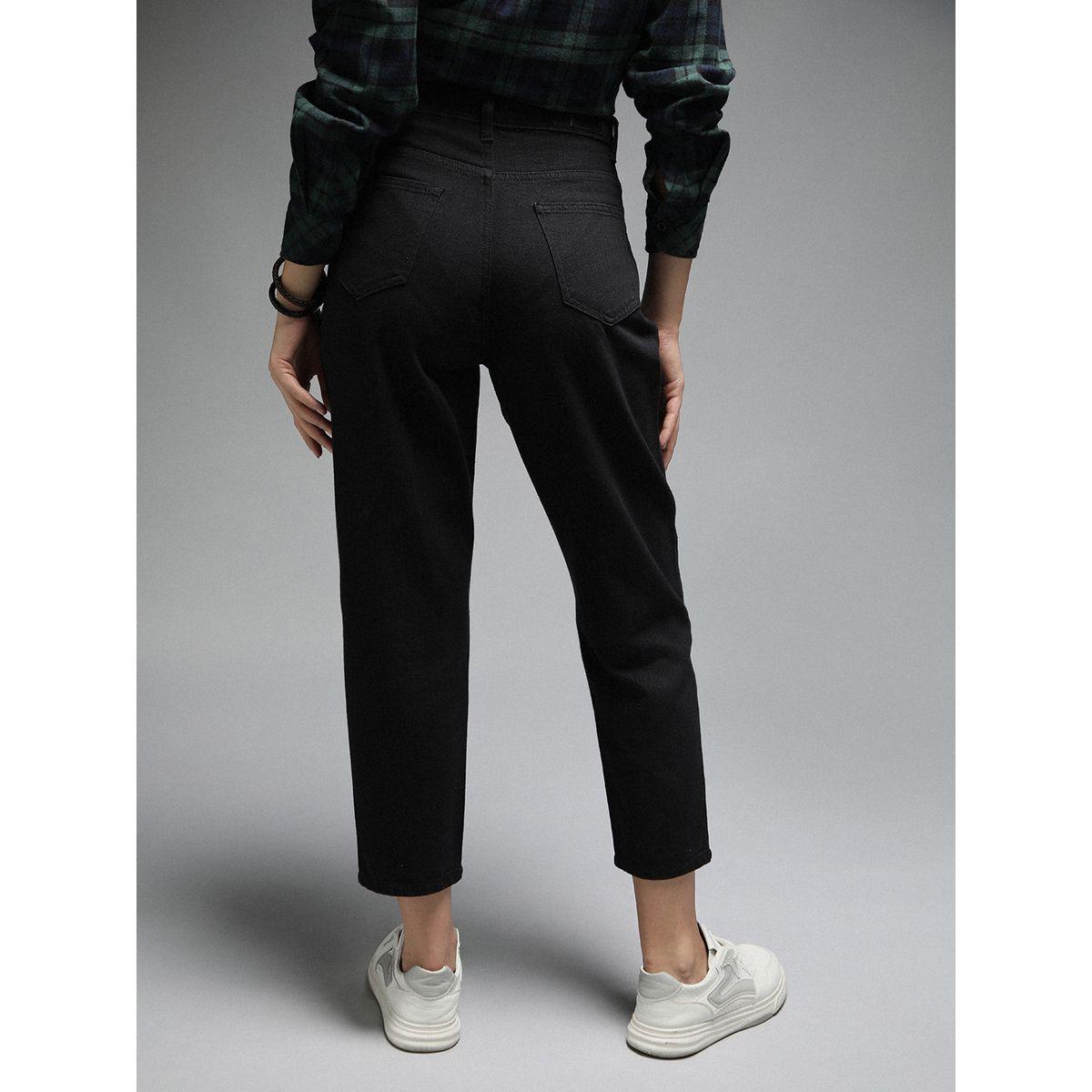جينز قصير بقصة موم مع خصر عالي هاي ستار × ستايلي-women-clothing-bottoms-jeans-image-4