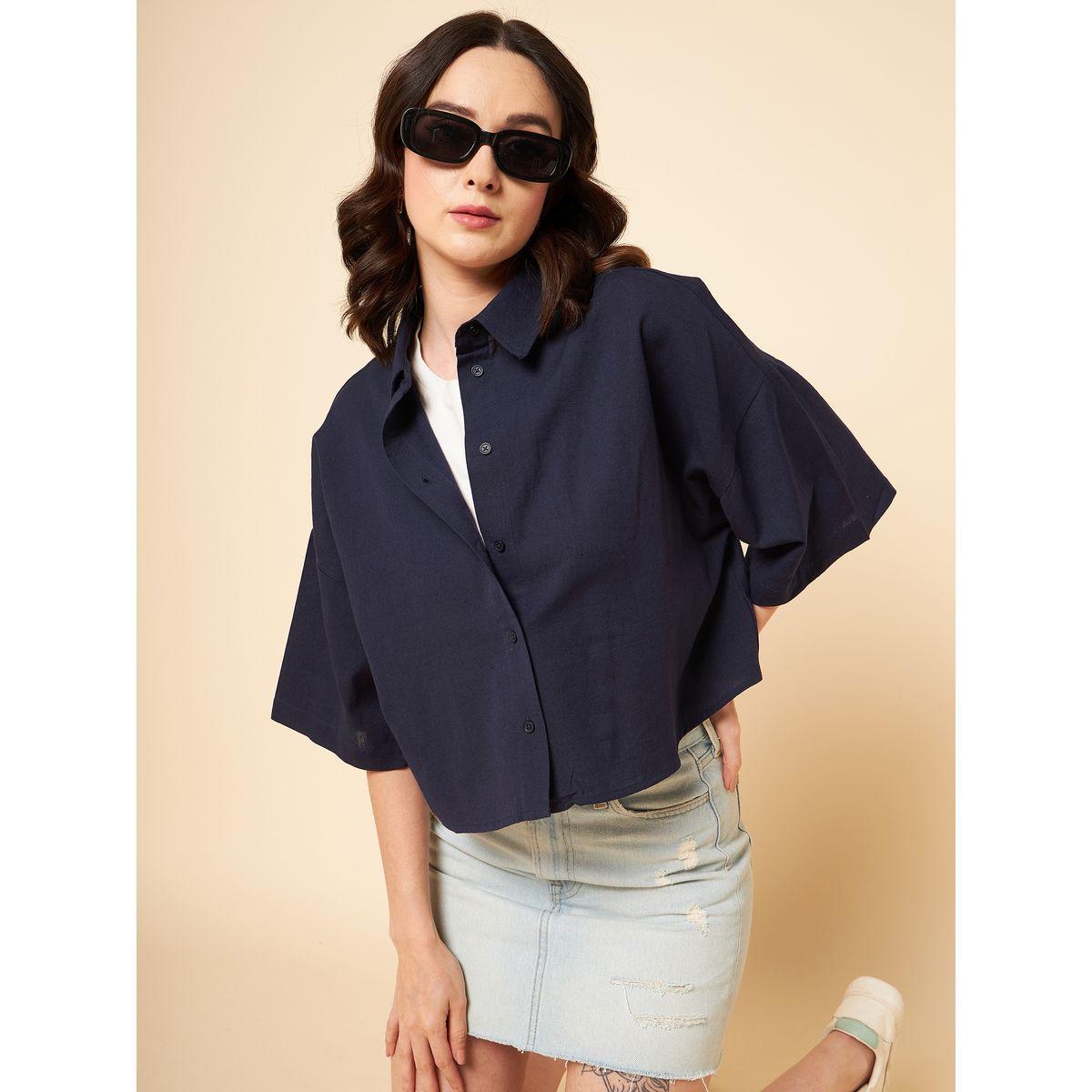 بلوزة سادة واسعة مع اكمام باكتاف منخفضة هاي ستار × ستايلي-women-clothing-shirtsandblouses-shirts-image-1