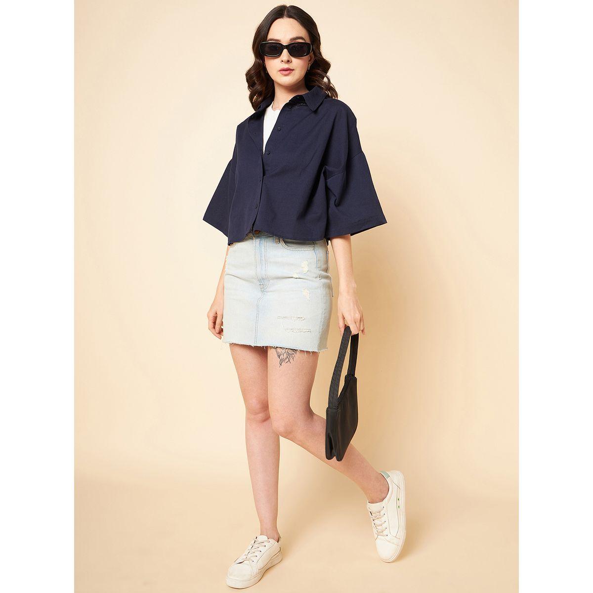 High Star X Styli  Oversized Solid Shirt with Drop Shoulder Sleeves-women-clothing-shirtsandblouses-shirts-image-2