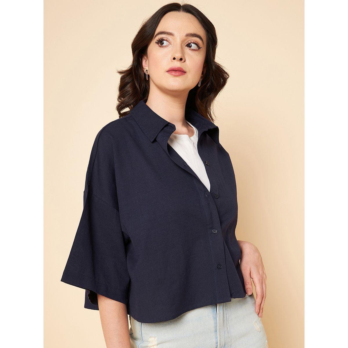 بلوزة سادة واسعة مع اكمام باكتاف منخفضة هاي ستار × ستايلي-women-clothing-shirtsandblouses-shirts-image-6