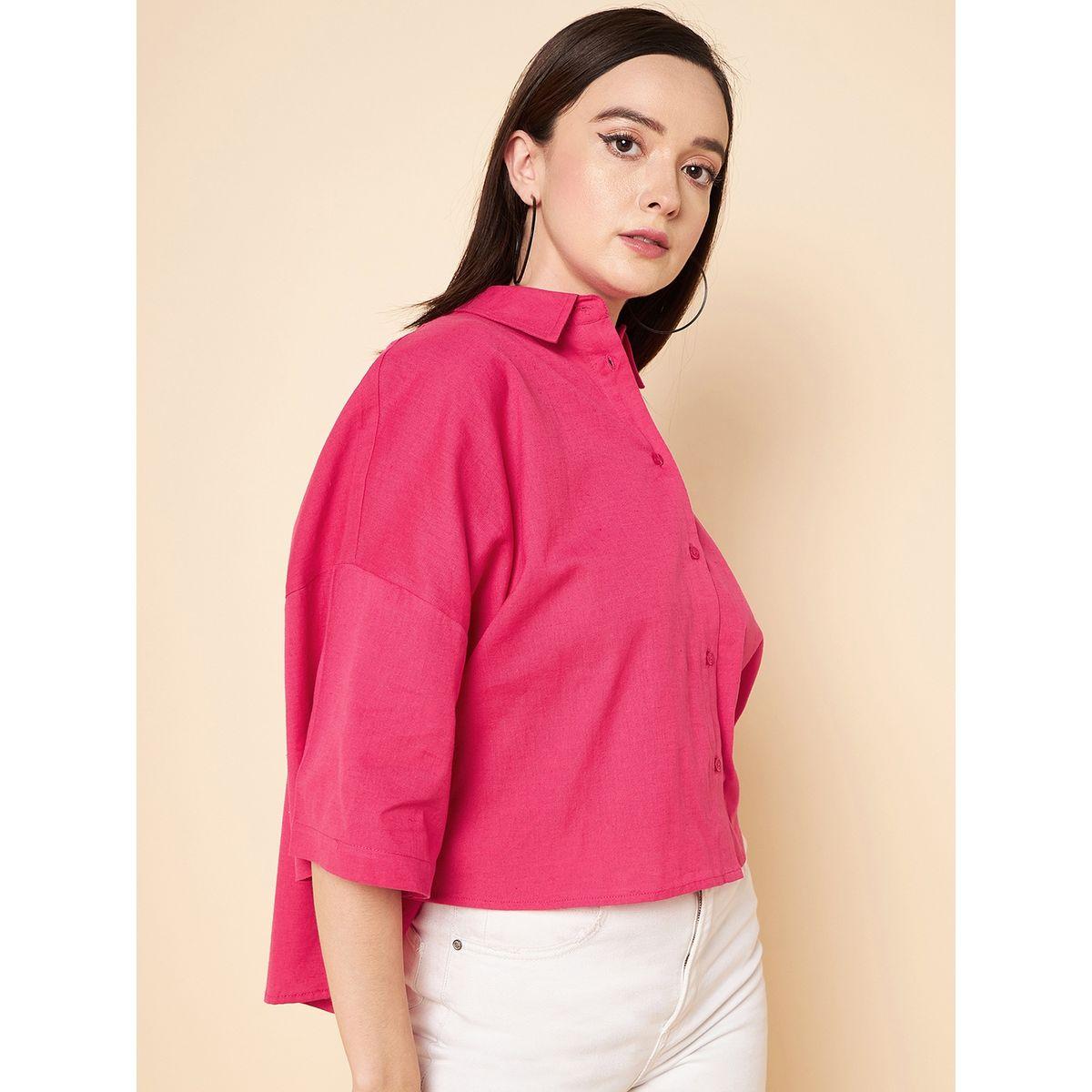 High Star X Styli  Oversized Solid High Low Hem Shirt with Drop Shoulder Sleeves-women-clothing-shirtsandblouses-shirts-image-3
