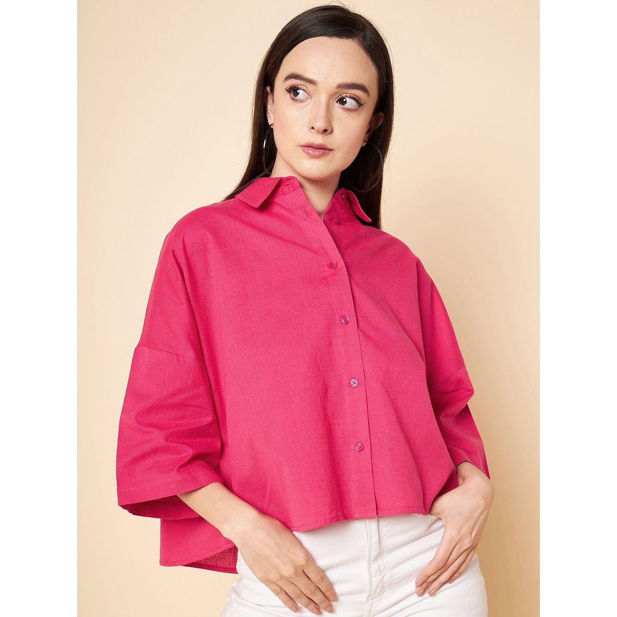 High Star X Styli  Oversized Solid High Low Hem Shirt with Drop Shoulder Sleeves-women-clothing-shirtsandblouses-shirts-image-6