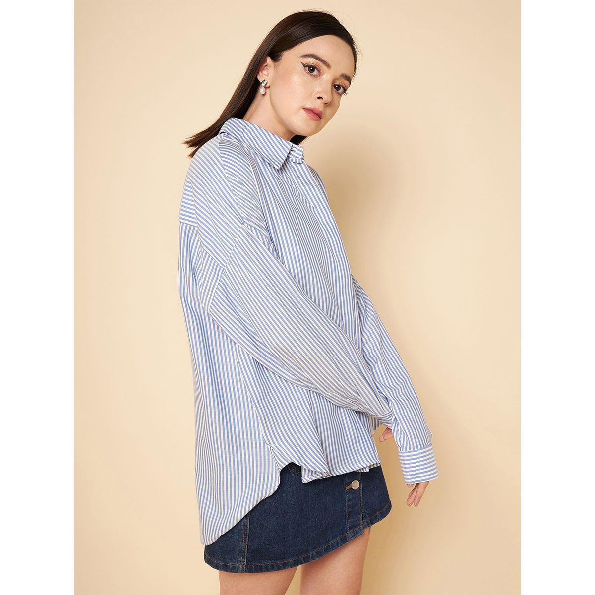 بلوزة واسعة مخططة مع اكمام طويلة هاي ستار × ستايلي-women-clothing-shirtsandblouses-shirts-image-4