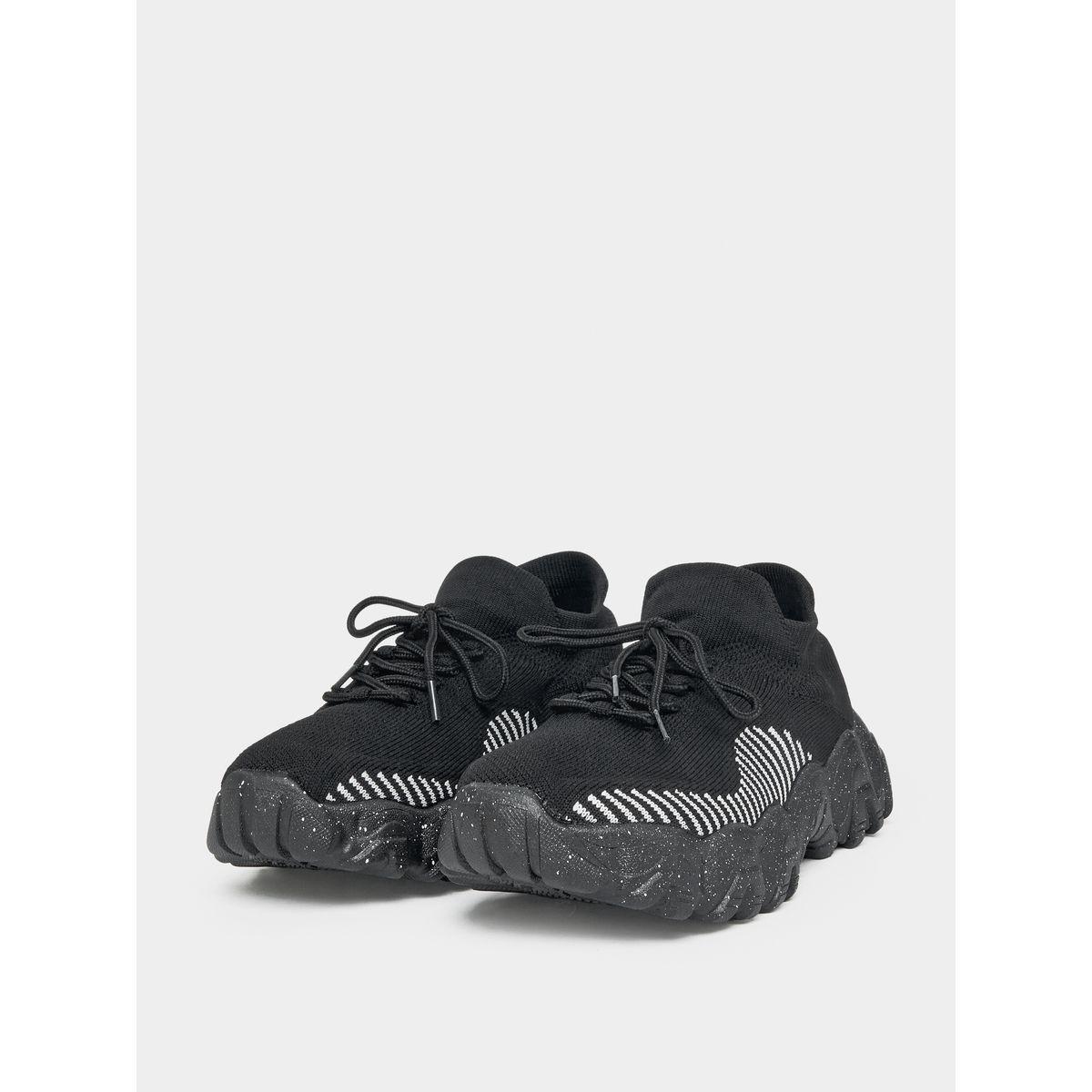 Styli Textured Lace Up Thick Sole Sneakers-women-shoes-sneakers-image-1