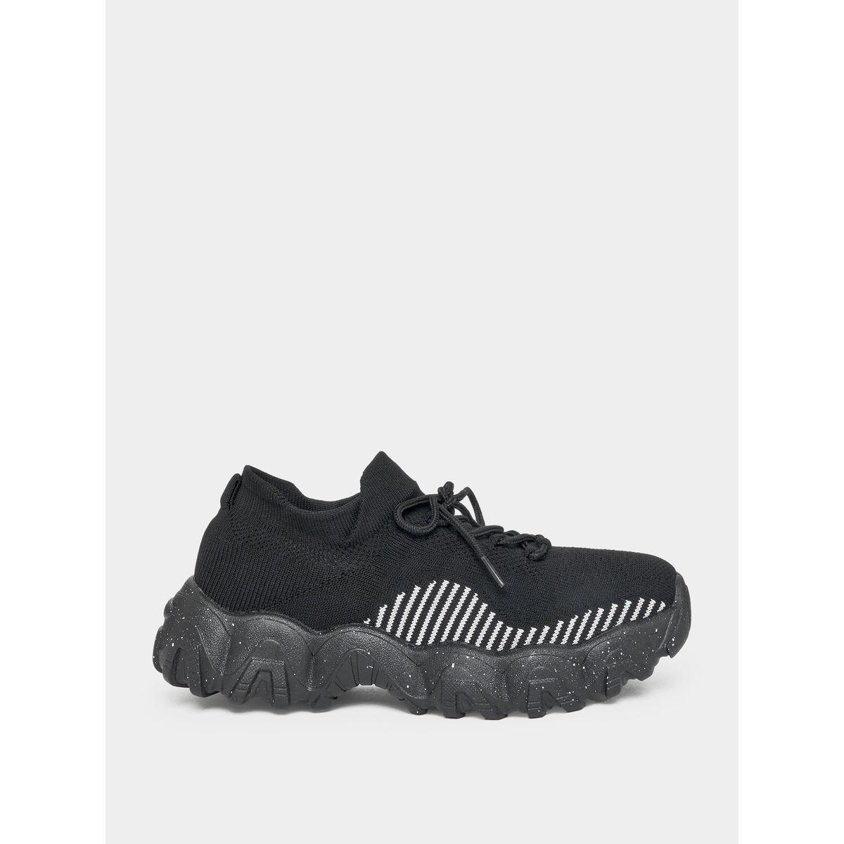 Styli Textured Lace Up Thick Sole Sneakers-women-shoes-sneakers-image-2