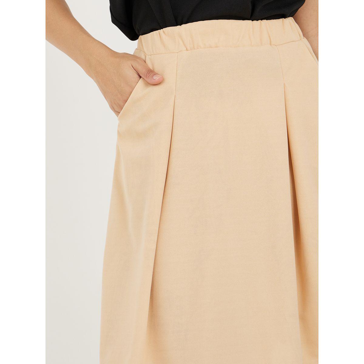 Styli Solid Side Tie Detail T-Shirt & Knee-Length Skirt Co- Ords-women-clothing-coordsets-image-5