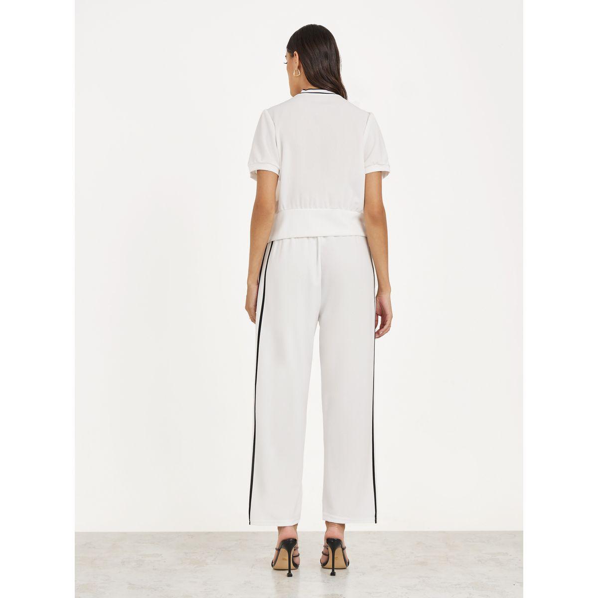 Styli Contrast Trim Detail Shirt & Straight Leg Pants Co-Ords-women-clothing-coordsets-image-5