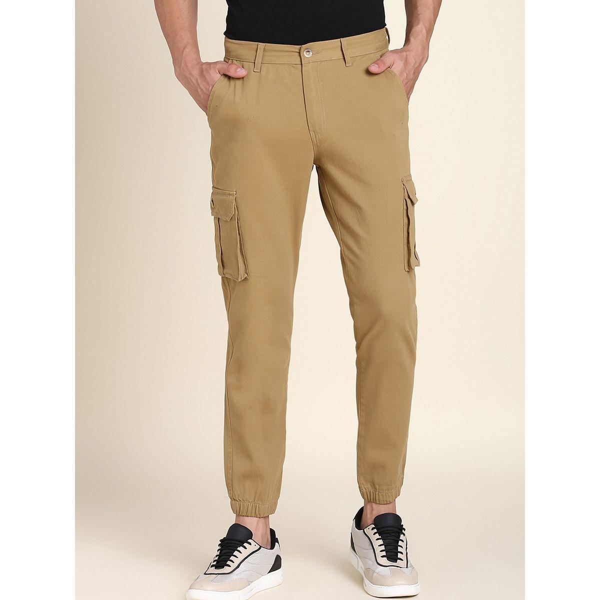 بنطال كاجوال سادة بجيوب كارجو دينيس لينجو × ستايلي-men-clothing-bottoms-joggers-image-1