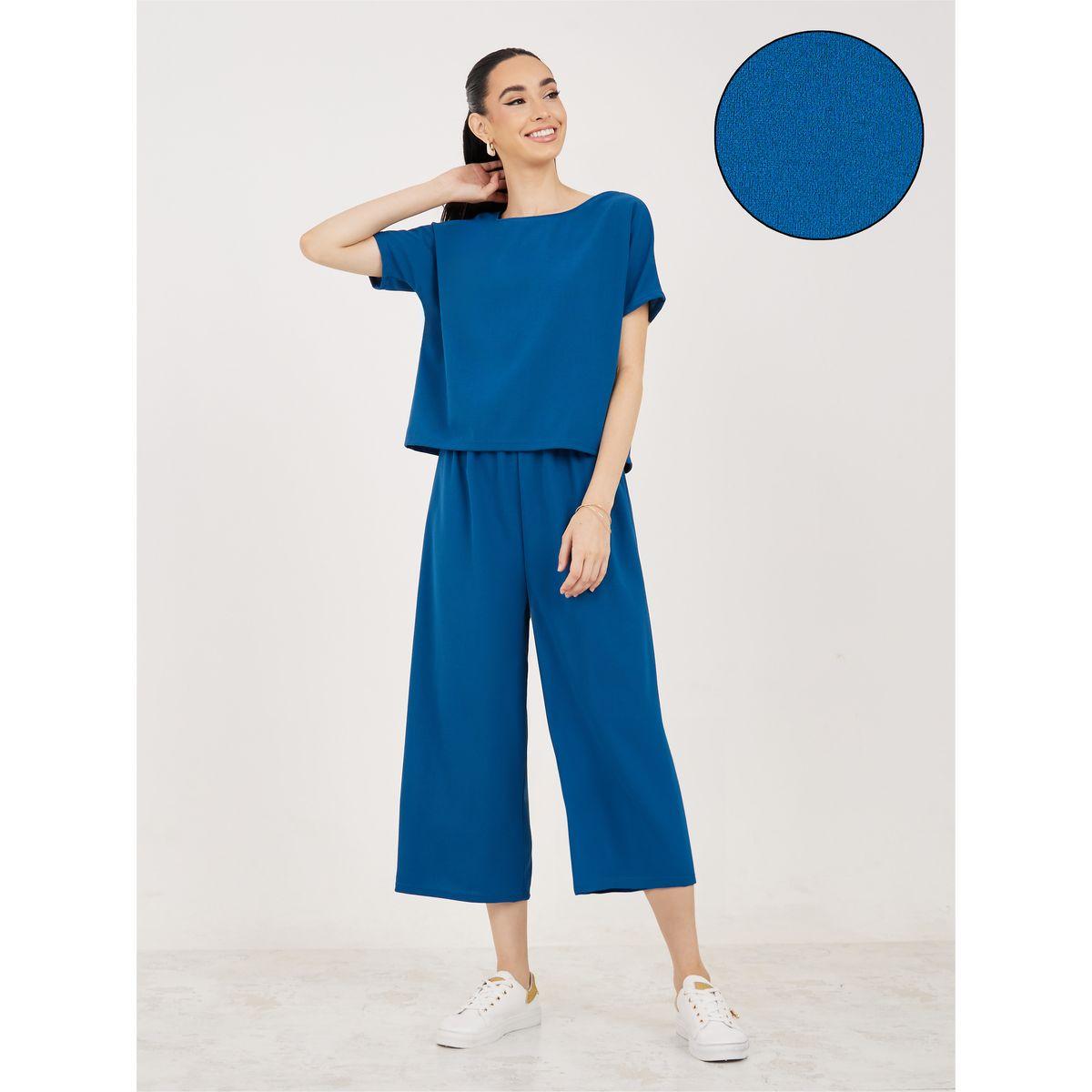 Styli Boat Neck Boxy Fit T-Shirt & Cropped Pants Co-Ords-women-clothing-coordsets-image-1