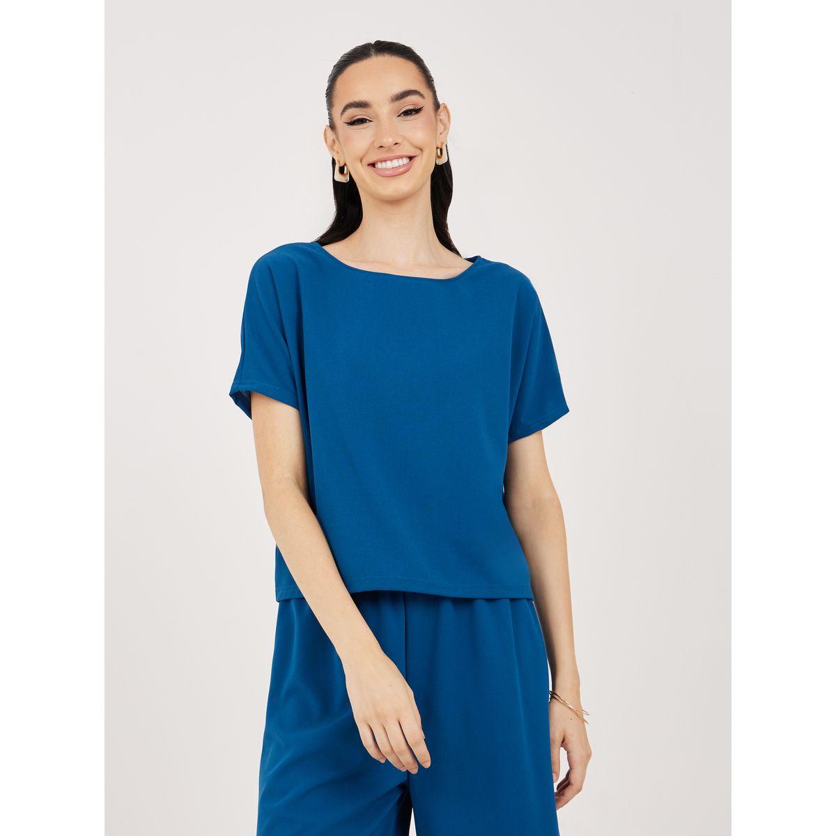 Styli Boat Neck Boxy Fit T-Shirt & Cropped Pants Co-Ords-women-clothing-coordsets-image-2