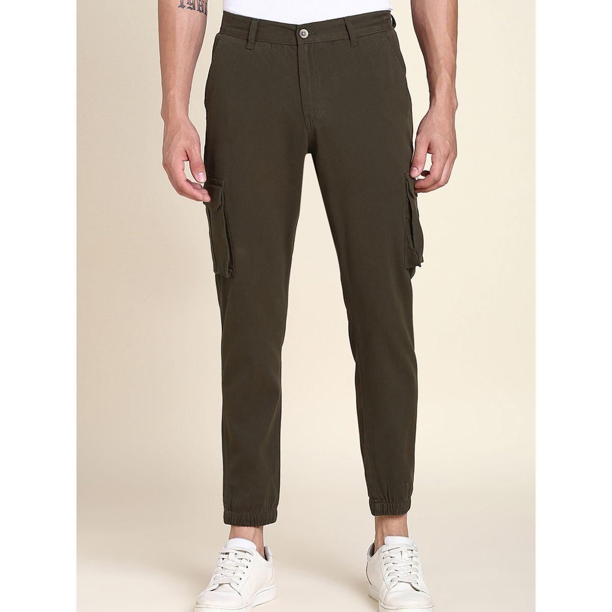 بنطال كاجوال سادة بجيوب كارجو دينيس لينجو × ستايلي-men-clothing-bottoms-trousersandchinos-trousers-image-1