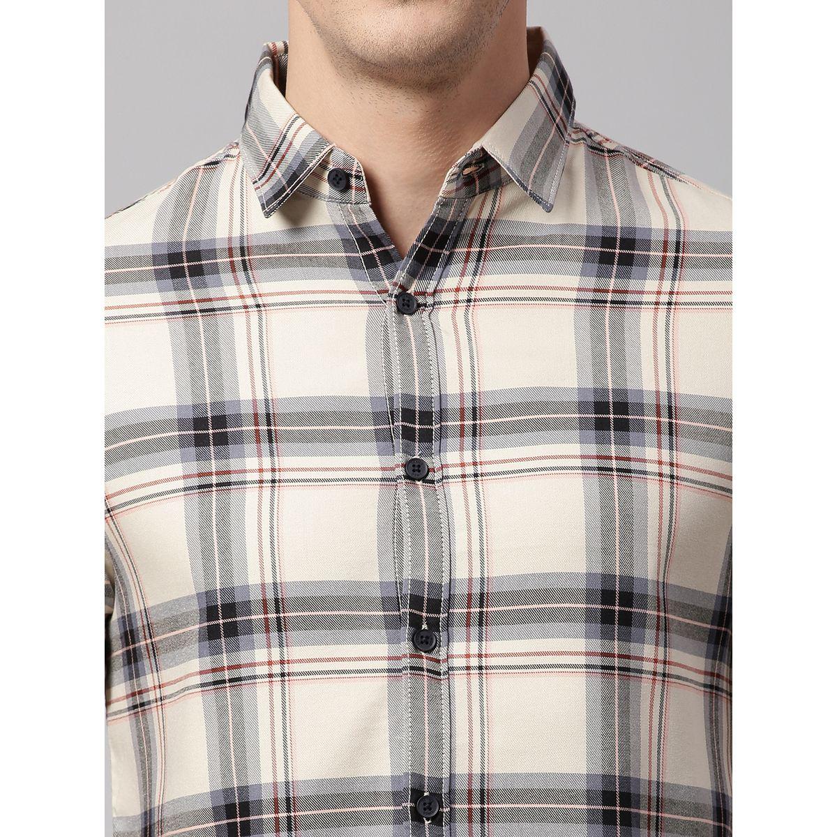 قميص مطبع بمربعات وقصة سليم فت دينيس لينجو × ستايلي-men-clothing-shirts-image-2