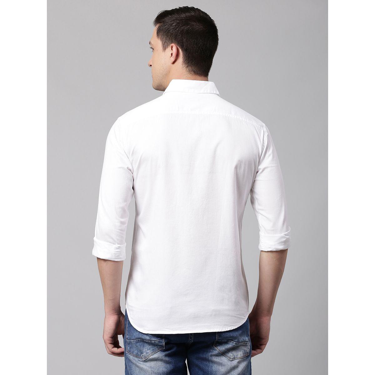 قميص سادة بقصة سليم فت دينيس لينجو × ستايلي-men-clothing-shirts-image-3