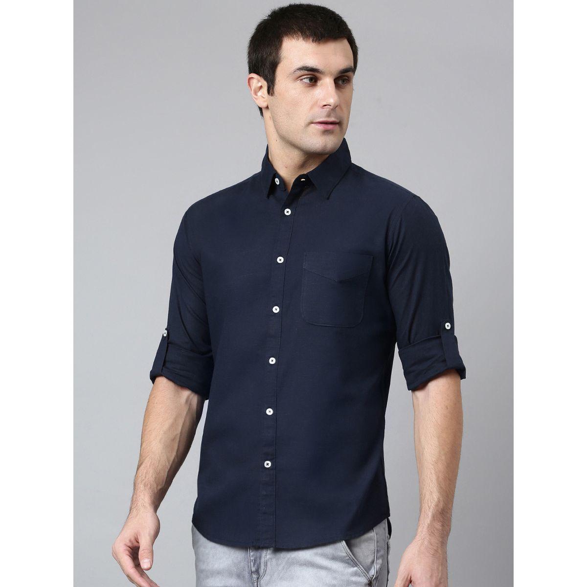 Dennis Lingo X Styli  Solid Roll-Up Sleeve Slim Fit Shirt-men-clothing-shirts-image-1