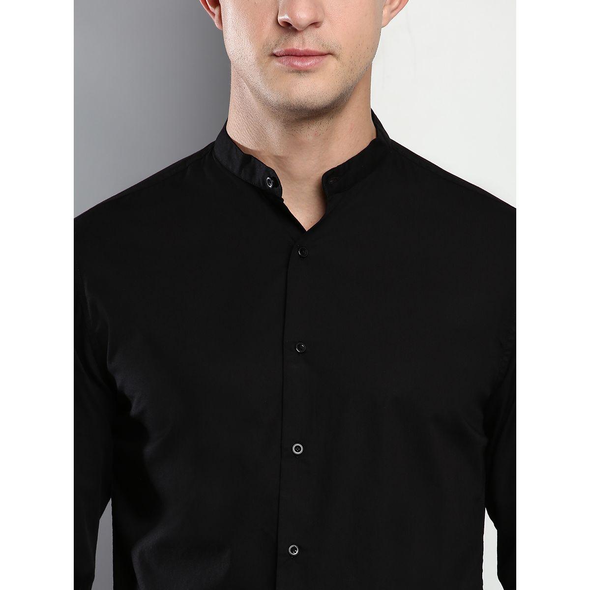 Dennis Lingo X Styli  Solid Cotton Mandarin Collar Slim Fit Shirt-men-clothing-shirts-image-2