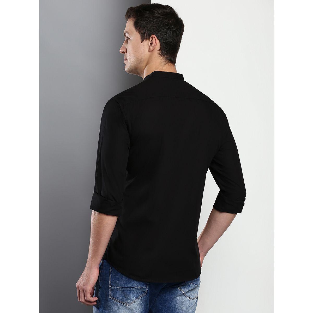 Dennis Lingo X Styli  Solid Cotton Mandarin Collar Slim Fit Shirt-men-clothing-shirts-image-3