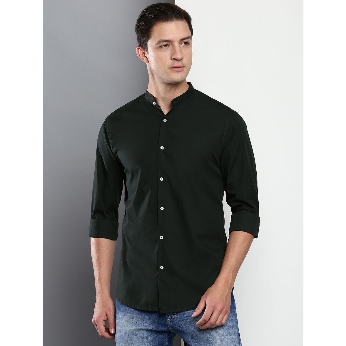 Dennis Lingo X Styli  Solid Cotton Mandarin Collar Slim Fit Shirt-men-clothing-shirts-image-1