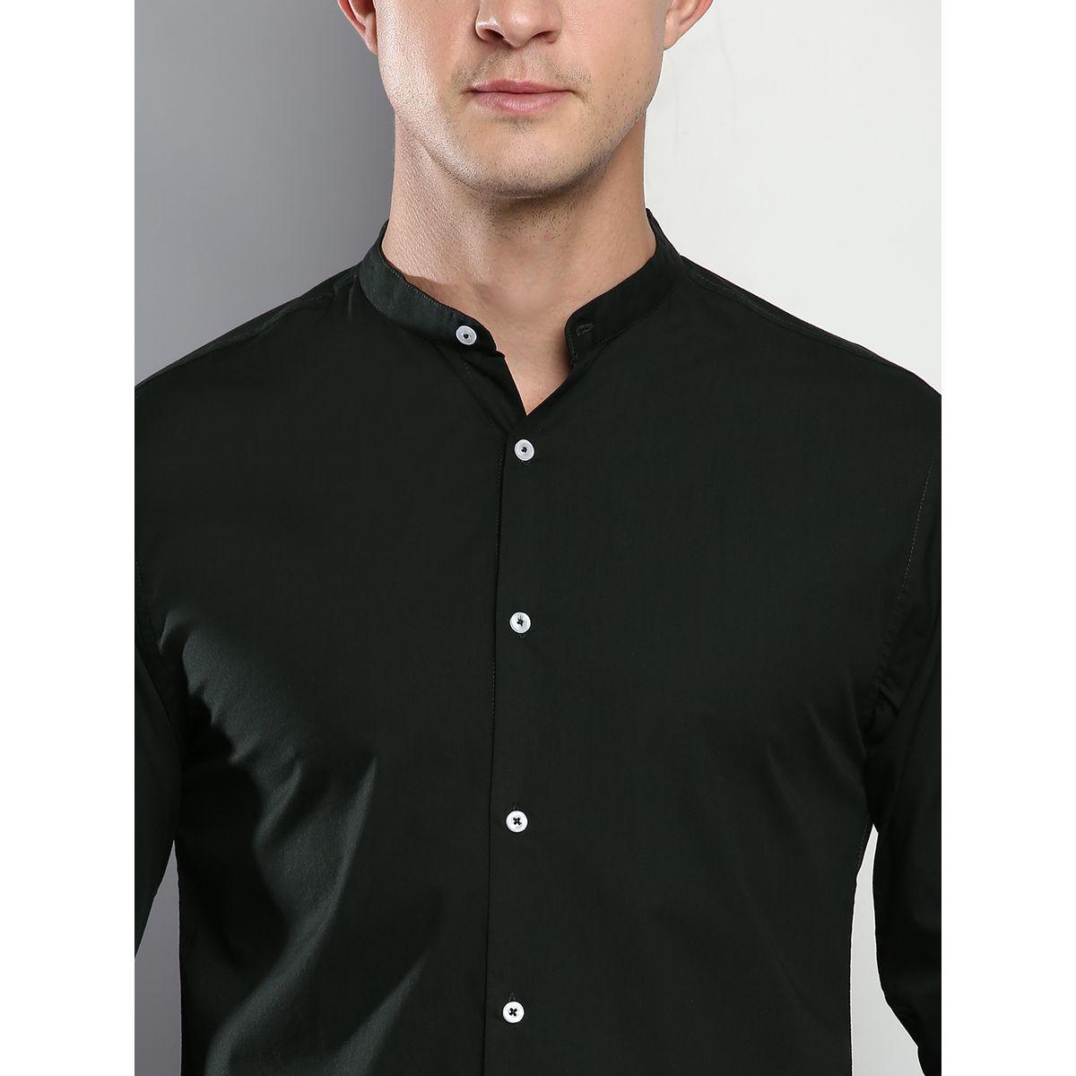 Dennis Lingo X Styli  Solid Cotton Mandarin Collar Slim Fit Shirt-men-clothing-shirts-image-2