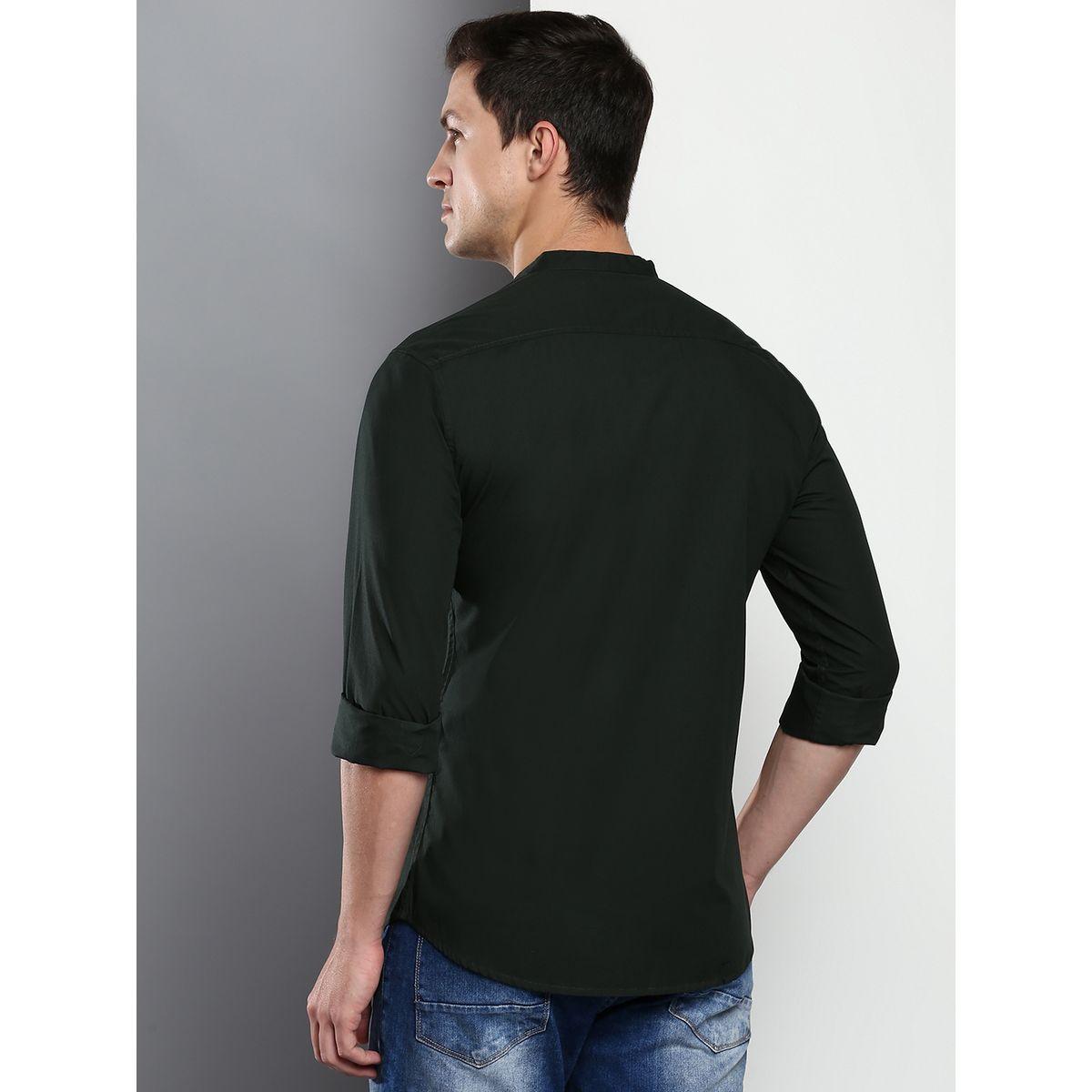 Dennis Lingo X Styli  Solid Cotton Mandarin Collar Slim Fit Shirt-men-clothing-shirts-image-3