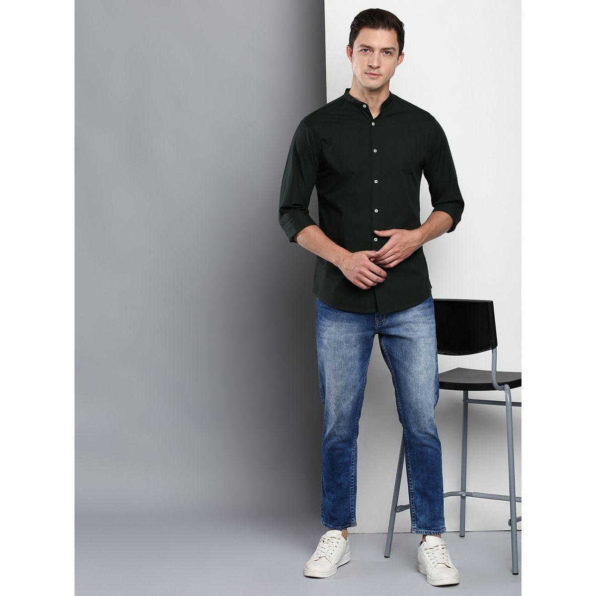 Dennis Lingo X Styli  Solid Cotton Mandarin Collar Slim Fit Shirt-men-clothing-shirts-image-4