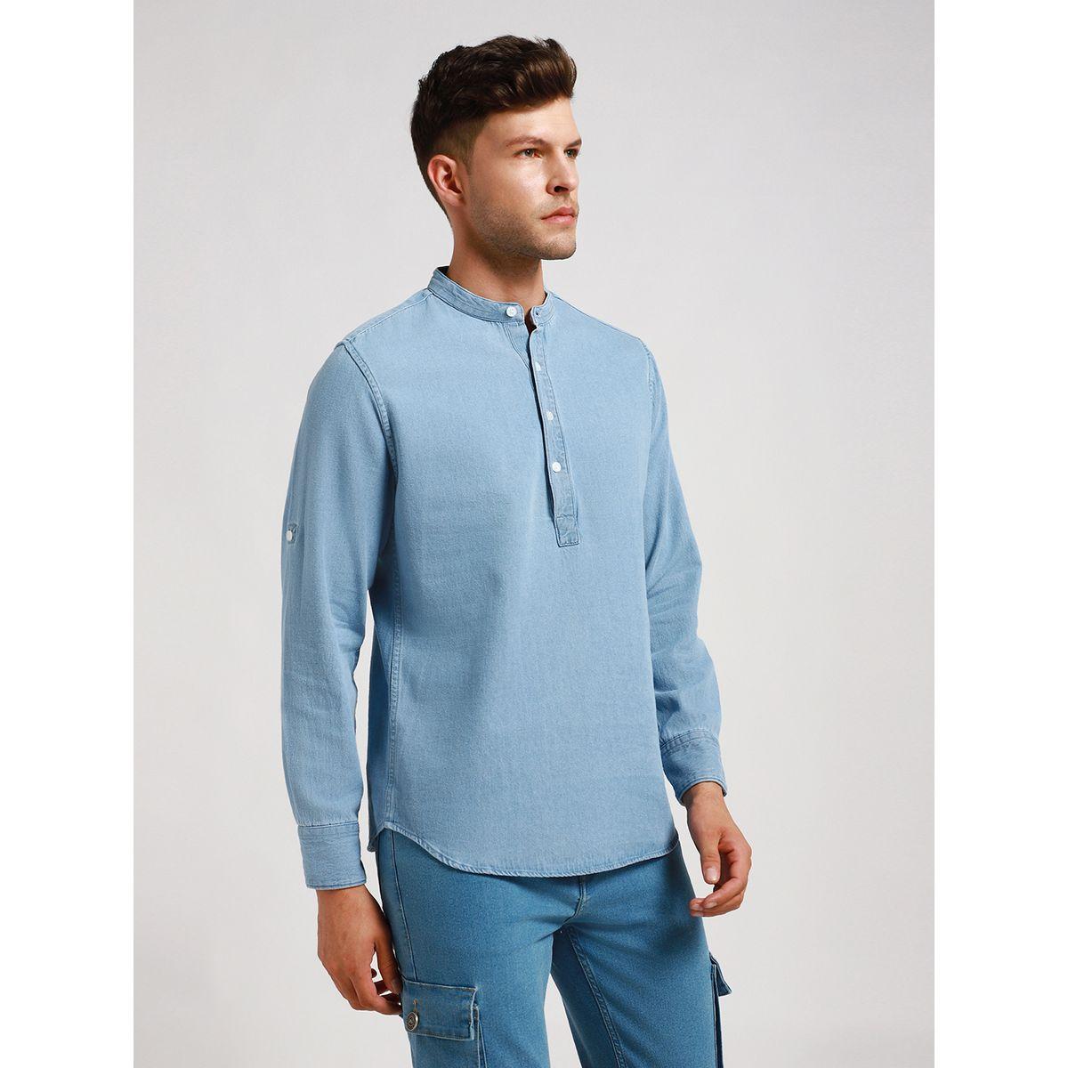 قميص كاجوال بياقة ماندارين دينيس لينجو × ستايلي-men-clothing-shirts-image-1