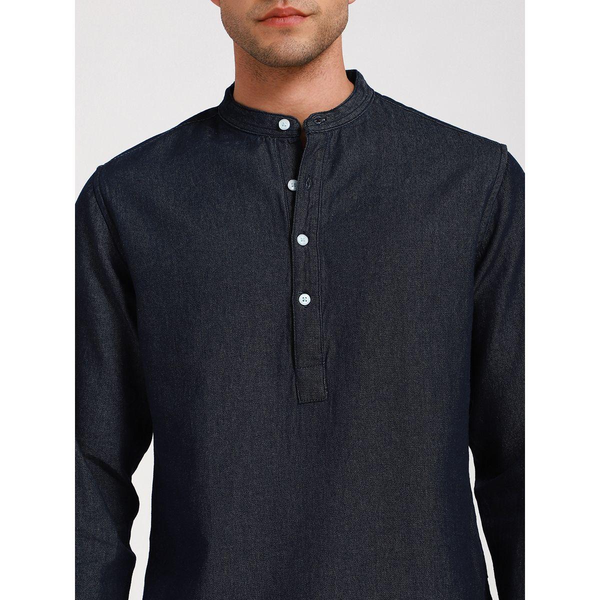 Dennis Lingo X Styli  Mandarin Collar Casual Shirt with Roll-Up Sleeve-men-clothing-shirts-image-2