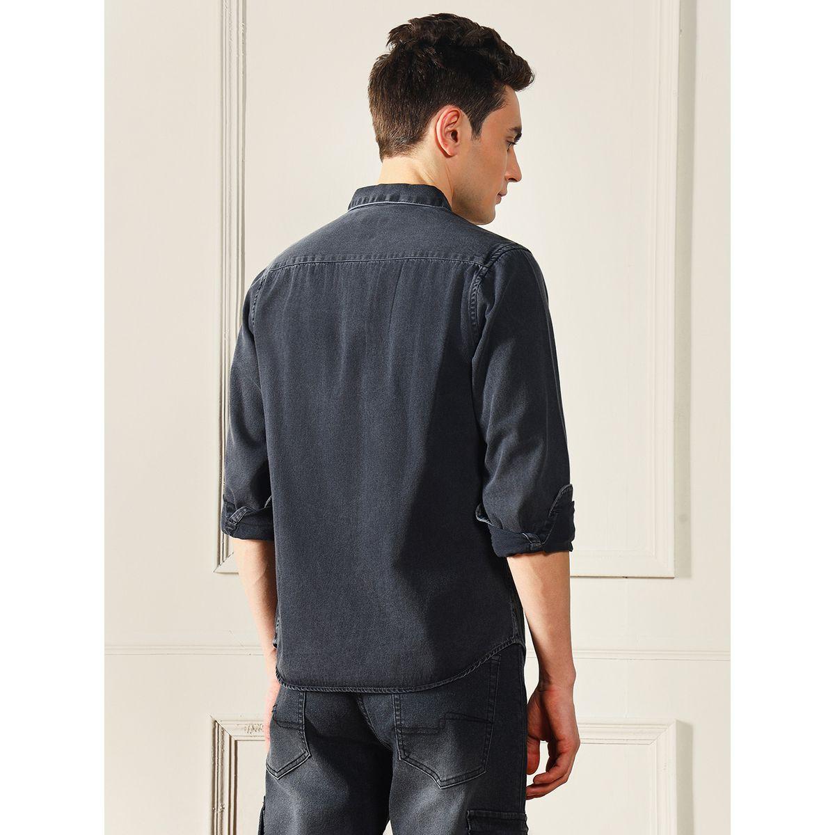 Dennis Lingo X Styli  Button-Down Collar Denim Look Casual Shirt-men-clothing-shirts-image-3