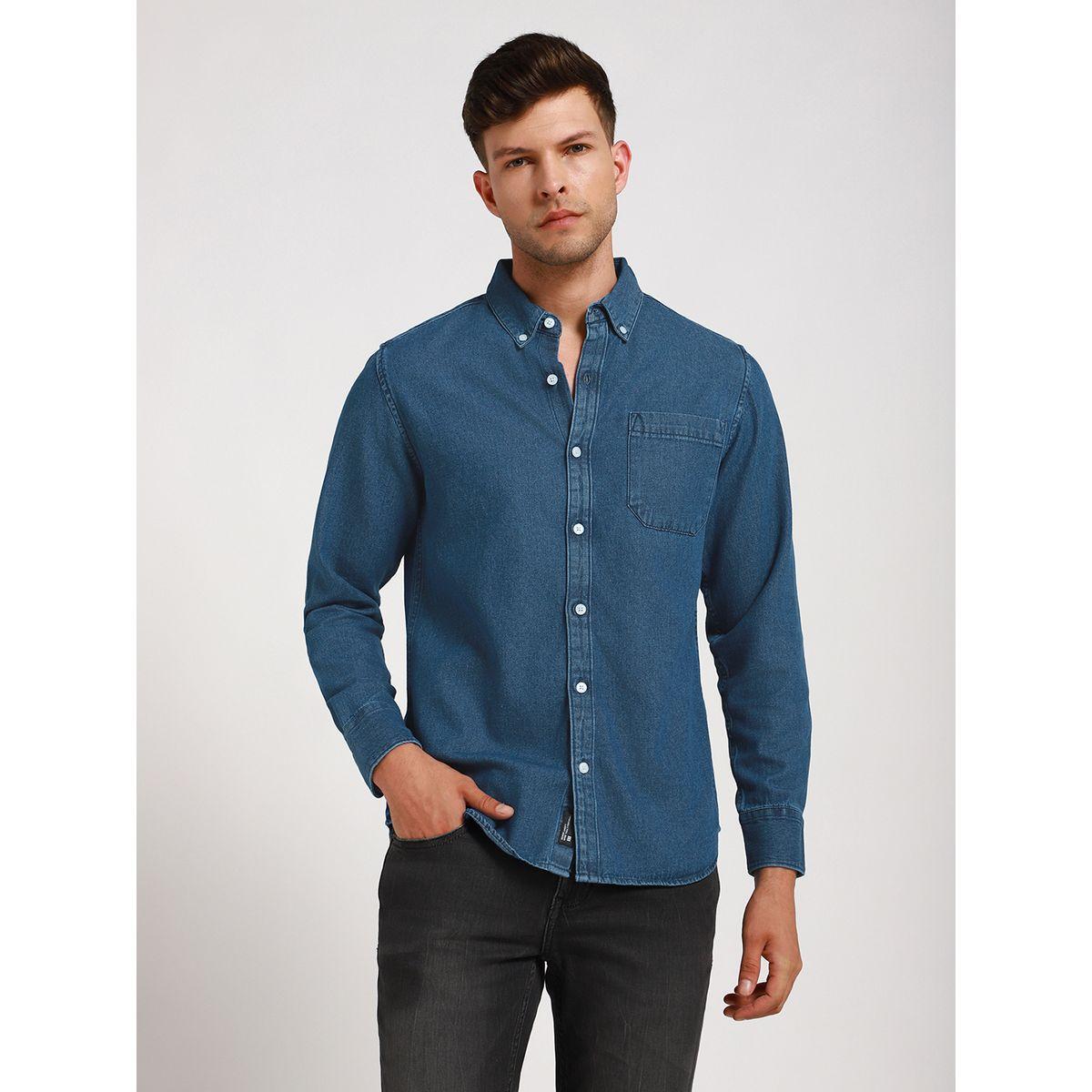 Dennis Lingo X Styli  Solid Button-Down Collar Casual Shirt-men-clothing-shirts-image-1