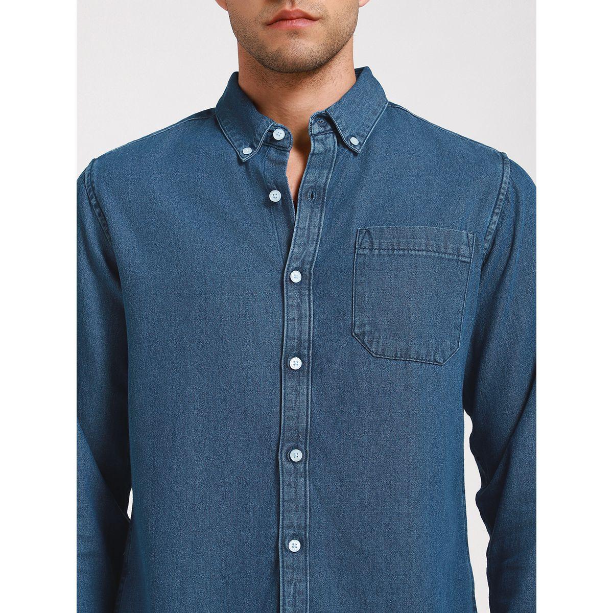 قميص سادة كاجوال مع ازرار غلق دينيس لينجو × ستايلي-men-clothing-shirts-image-2