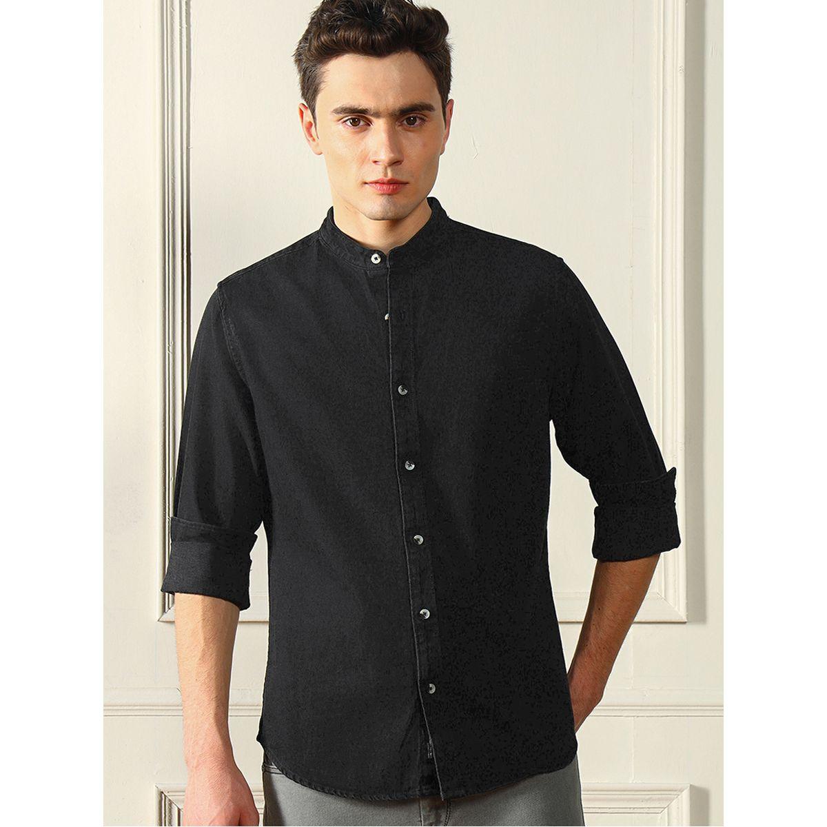 Dennis Lingo X Styli  Mandarin Collar Solid Casual Shirt-men-clothing-shirts-image-1