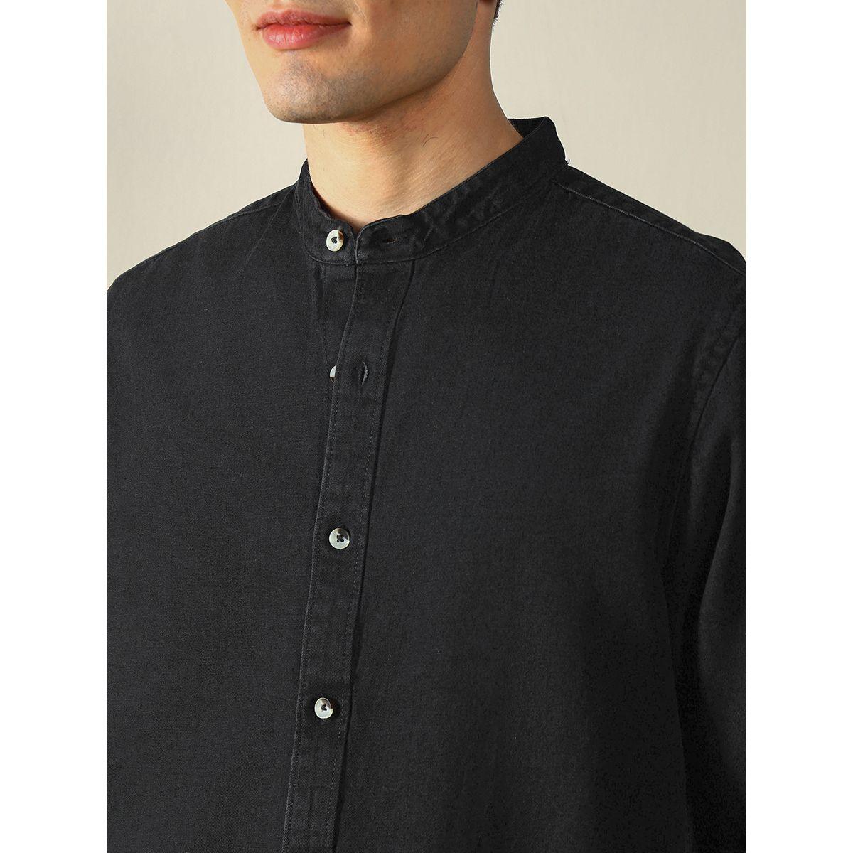 Dennis Lingo X Styli  Mandarin Collar Solid Casual Shirt-men-clothing-shirts-image-2