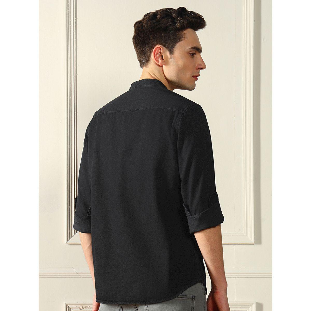 Dennis Lingo X Styli  Mandarin Collar Solid Casual Shirt-men-clothing-shirts-image-3