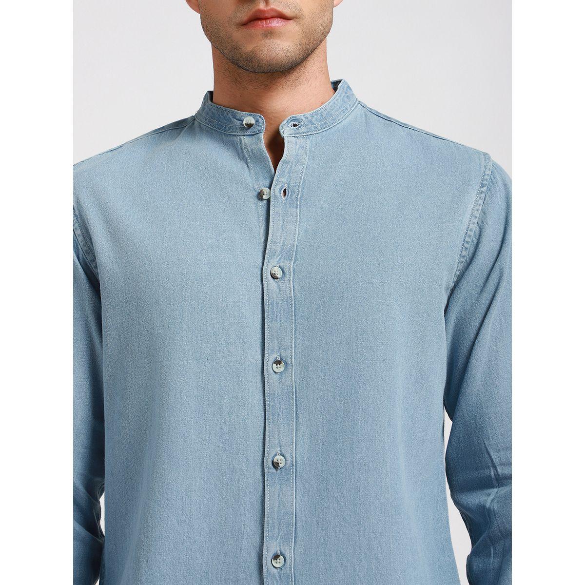 Dennis Lingo X Styli  Mandarin Collar Slim Fit Casual Shirt-men-clothing-shirts-image-2