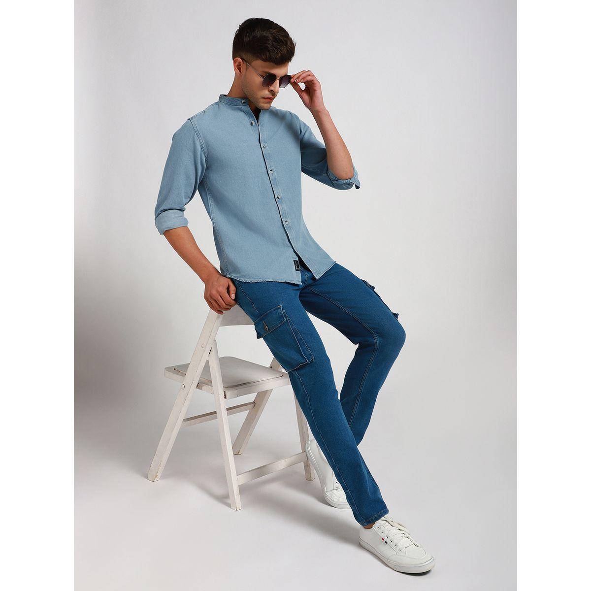 Dennis Lingo X Styli  Mandarin Collar Slim Fit Casual Shirt-men-clothing-shirts-image-4