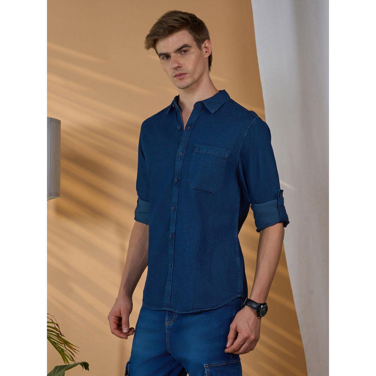 قميص بقصة سليم فت مع جيب مُرقع دينيس لينجو × ستايلي-men-clothing-shirts-image-2