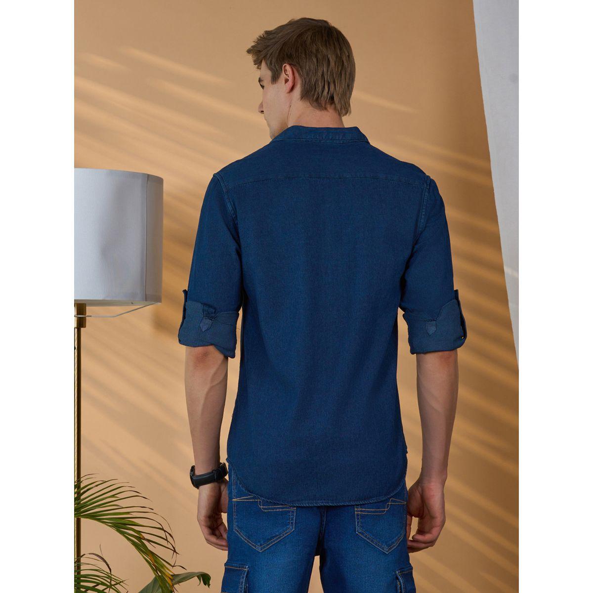 قميص بقصة سليم فت مع جيب مُرقع دينيس لينجو × ستايلي-men-clothing-shirts-image-3