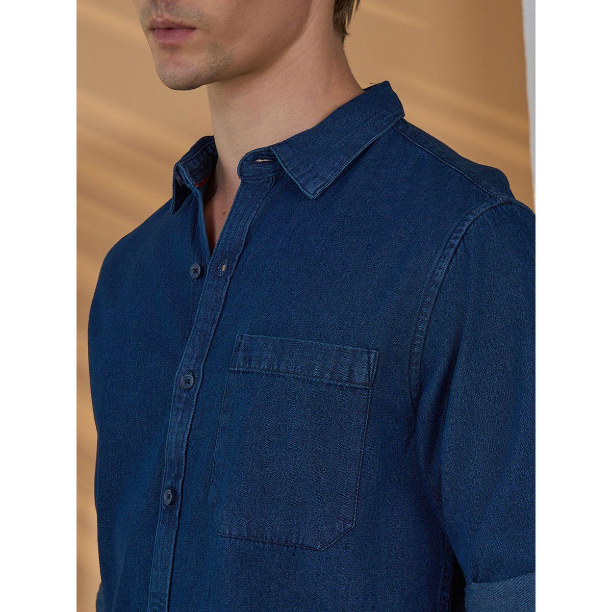 قميص بقصة سليم فت مع جيب مُرقع دينيس لينجو × ستايلي-men-clothing-shirts-image-4