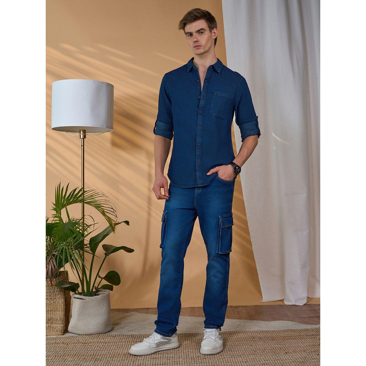 قميص بقصة سليم فت مع جيب مُرقع دينيس لينجو × ستايلي-men-clothing-shirts-image-5