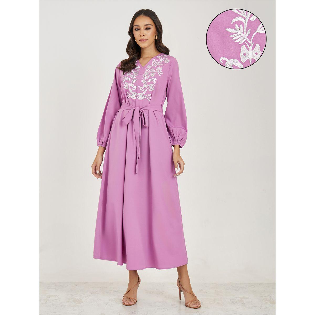 Styli Embroidered Neck Jalabiya with Balloon Sleeves-women-arabicclothing-jalabiyas-image-1